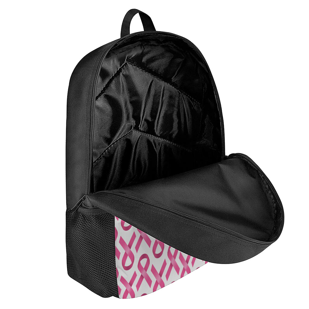 Pink And White Breast Cancer Print 17 Inch Backpack