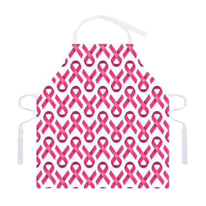 Pink And White Breast Cancer Print Adjustable Apron