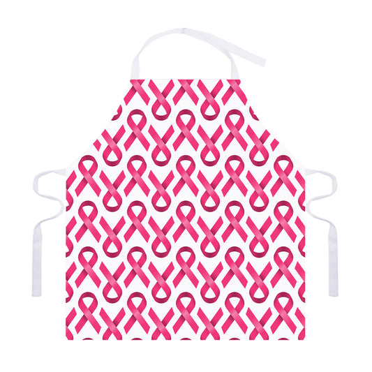 Pink And White Breast Cancer Print Adjustable Apron