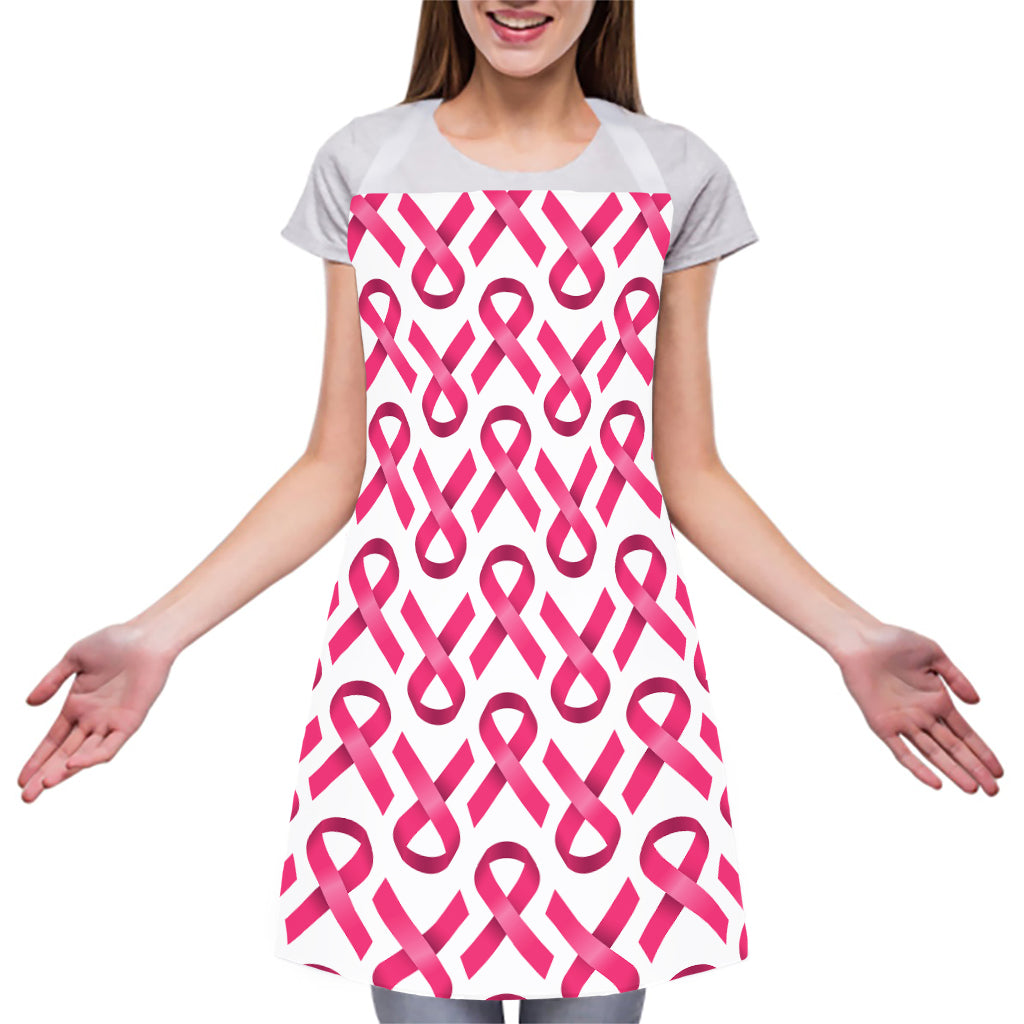 Pink And White Breast Cancer Print Adjustable Apron