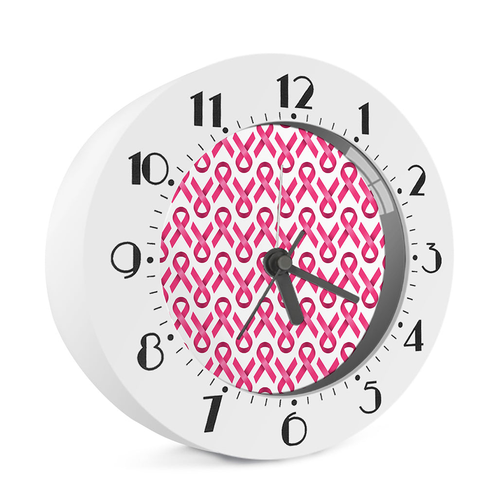Pink And White Breast Cancer Print Alarm Clock