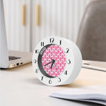Pink And White Breast Cancer Print Alarm Clock