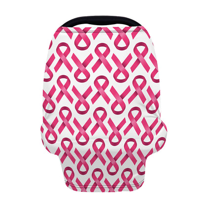 Pink And White Breast Cancer Print Baby Seat Cover