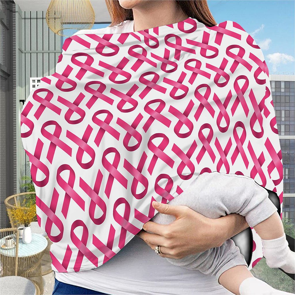 Pink And White Breast Cancer Print Baby Seat Cover