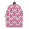 Pink And White Breast Cancer Print School Backpack