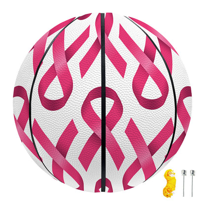 Pink And White Breast Cancer Print Basketball