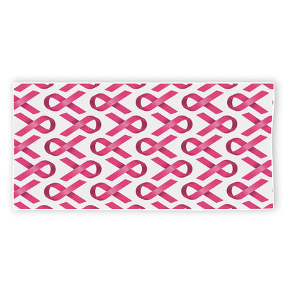 Pink And White Breast Cancer Print Beach Towel