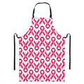 Pink And White Breast Cancer Print Bib Apron With Pocket