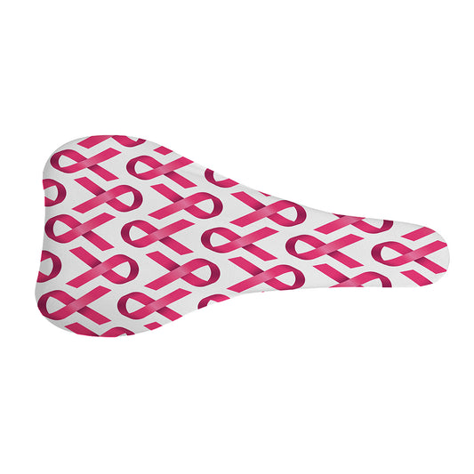 Pink And White Breast Cancer Print Bicycle Seat Cover