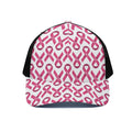 Pink And White Breast Cancer Print Black Mesh Trucker Hat