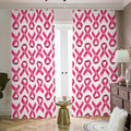 Pink And White Breast Cancer Print Dimout Pencil Pleat Curtains