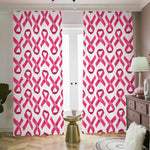 Pink And White Breast Cancer Print Blackout Pencil Pleat Curtains