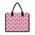 Pink And White Breast Cancer Print Canvas Tote Bag
