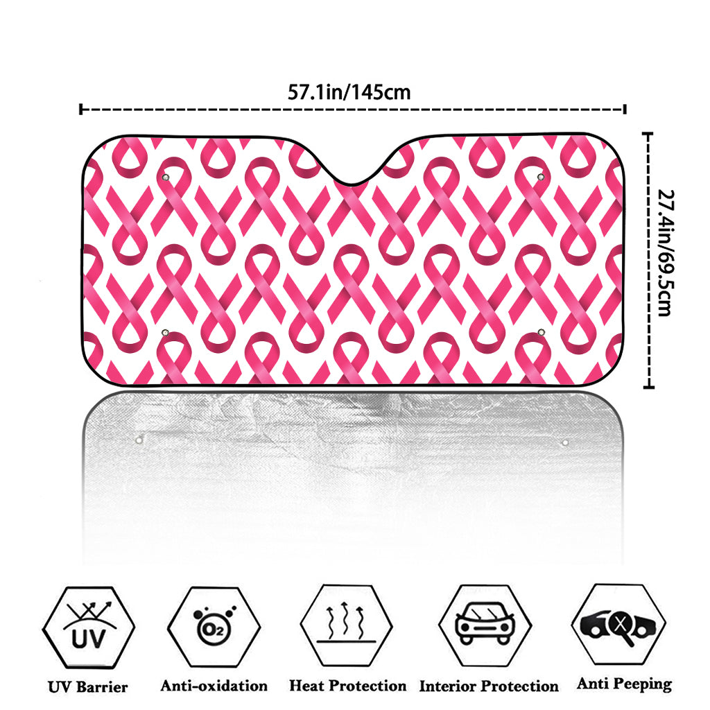 Pink And White Breast Cancer Print Car Windshield Sun Shade