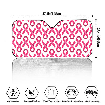 Pink And White Breast Cancer Print Car Windshield Sun Shade
