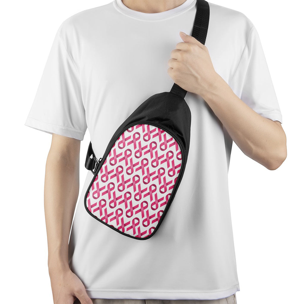 Pink And White Breast Cancer Print Chest Bag