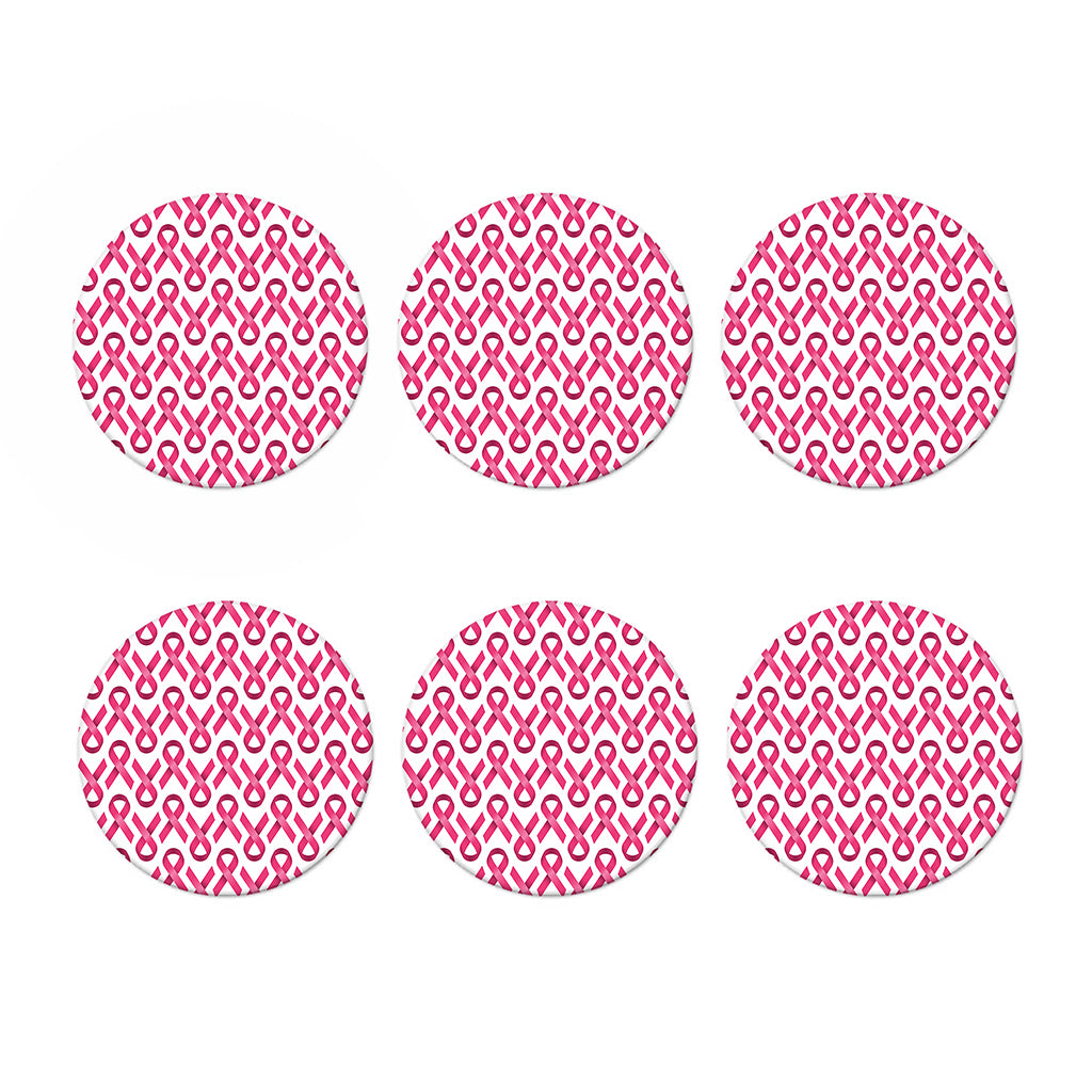 Pink And White Breast Cancer Print Coaster Set