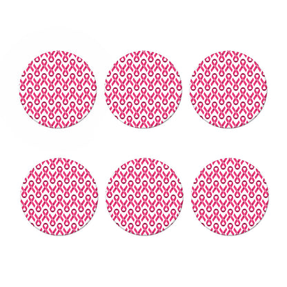 Pink And White Breast Cancer Print Coaster Set