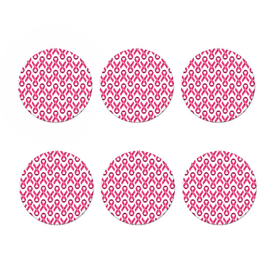 Pink And White Breast Cancer Print Coaster Set