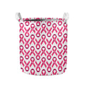 Pink And White Breast Cancer Print Collapsible Laundry Basket