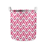 Pink And White Breast Cancer Print Collapsible Laundry Basket