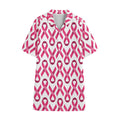 Pink And White Breast Cancer Print Cotton Hawaiian Shirt