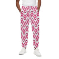 Pink And White Breast Cancer Print Cotton Sweatpants