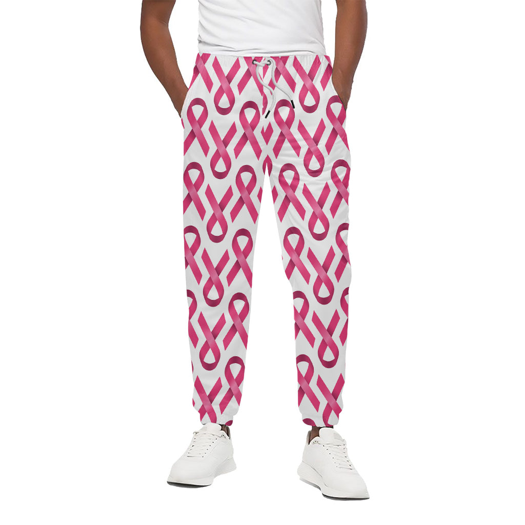 Pink And White Breast Cancer Print Cotton Pants