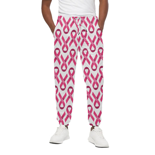 Pink And White Breast Cancer Print Cotton Pants