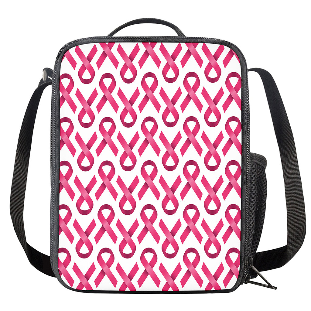 Pink And White Breast Cancer Print Crossbody Lunch Bag