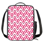 Pink And White Breast Cancer Print Crossbody Lunch Bag