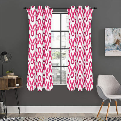 Pink And White Breast Cancer Print Curtain