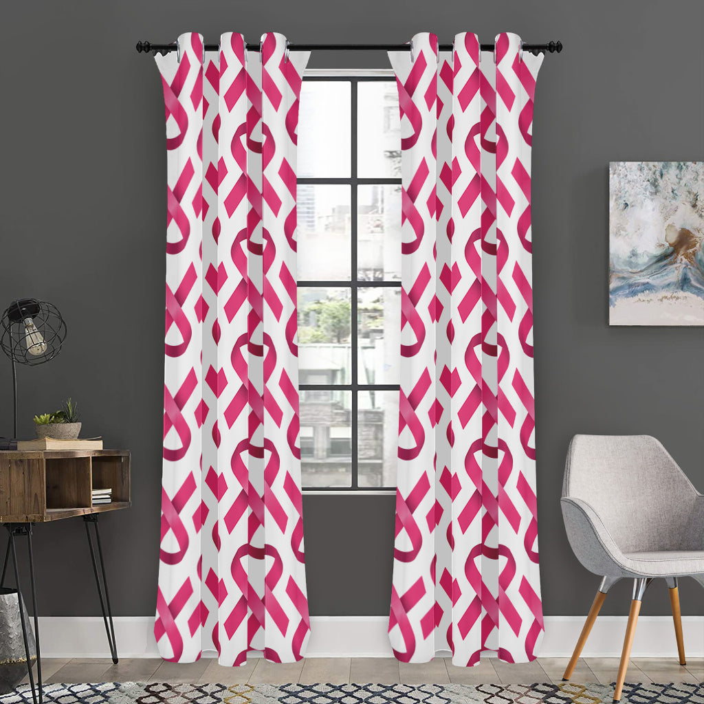 Pink And White Breast Cancer Print Curtain