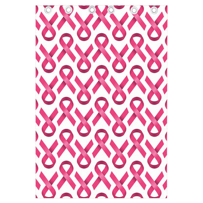 Pink And White Breast Cancer Print Curtain