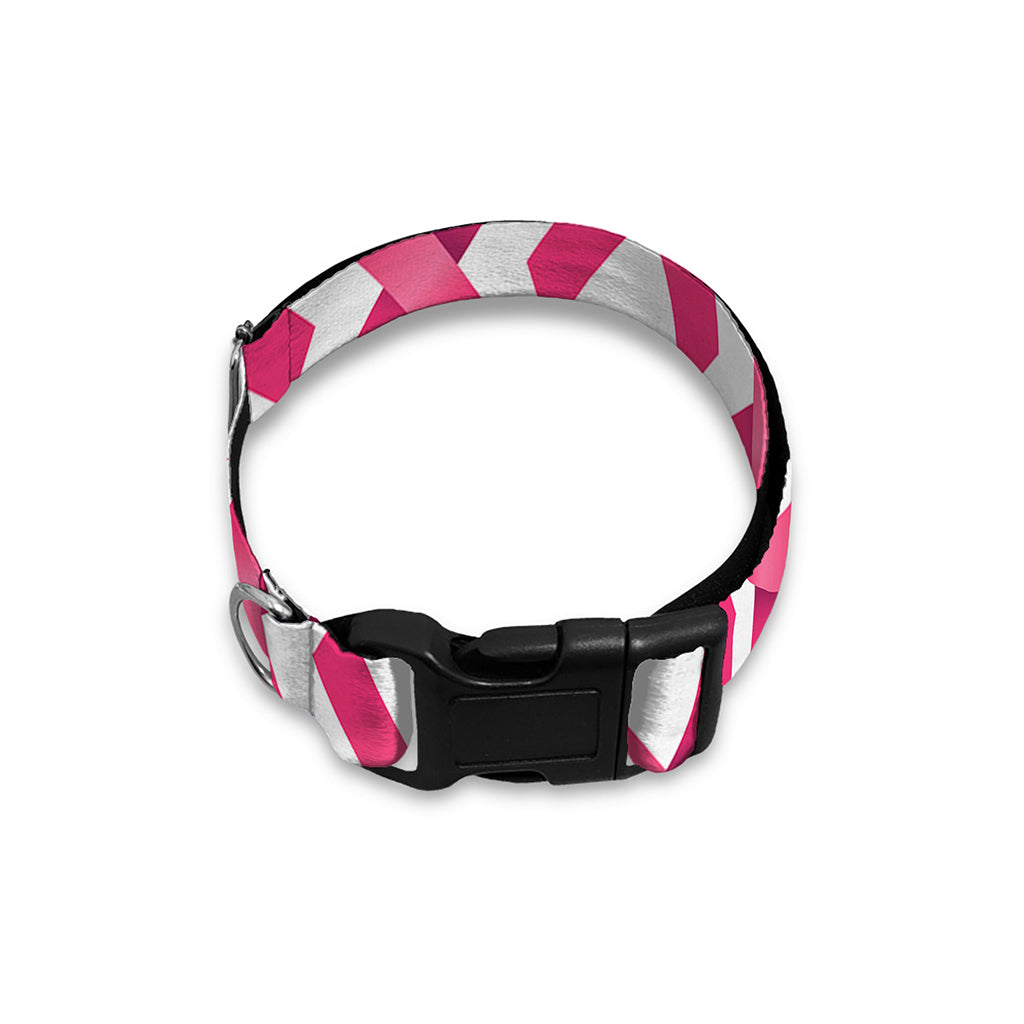 Pink And White Breast Cancer Print Dog Collar