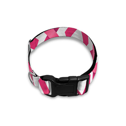 Pink And White Breast Cancer Print Dog Collar