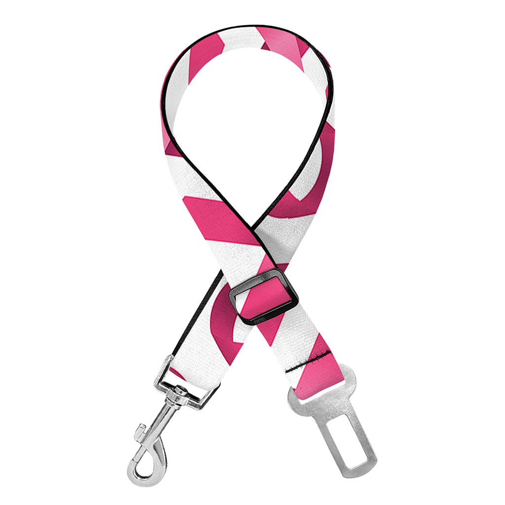 Pink And White Breast Cancer Print Dog Seat Belt