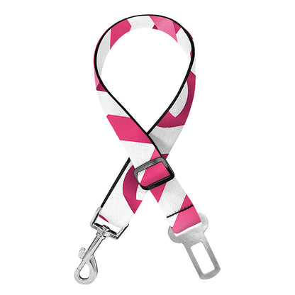 Pink And White Breast Cancer Print Dog Seat Belt