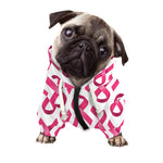 Pink And White Breast Cancer Print Dog Zip Up Hoodie