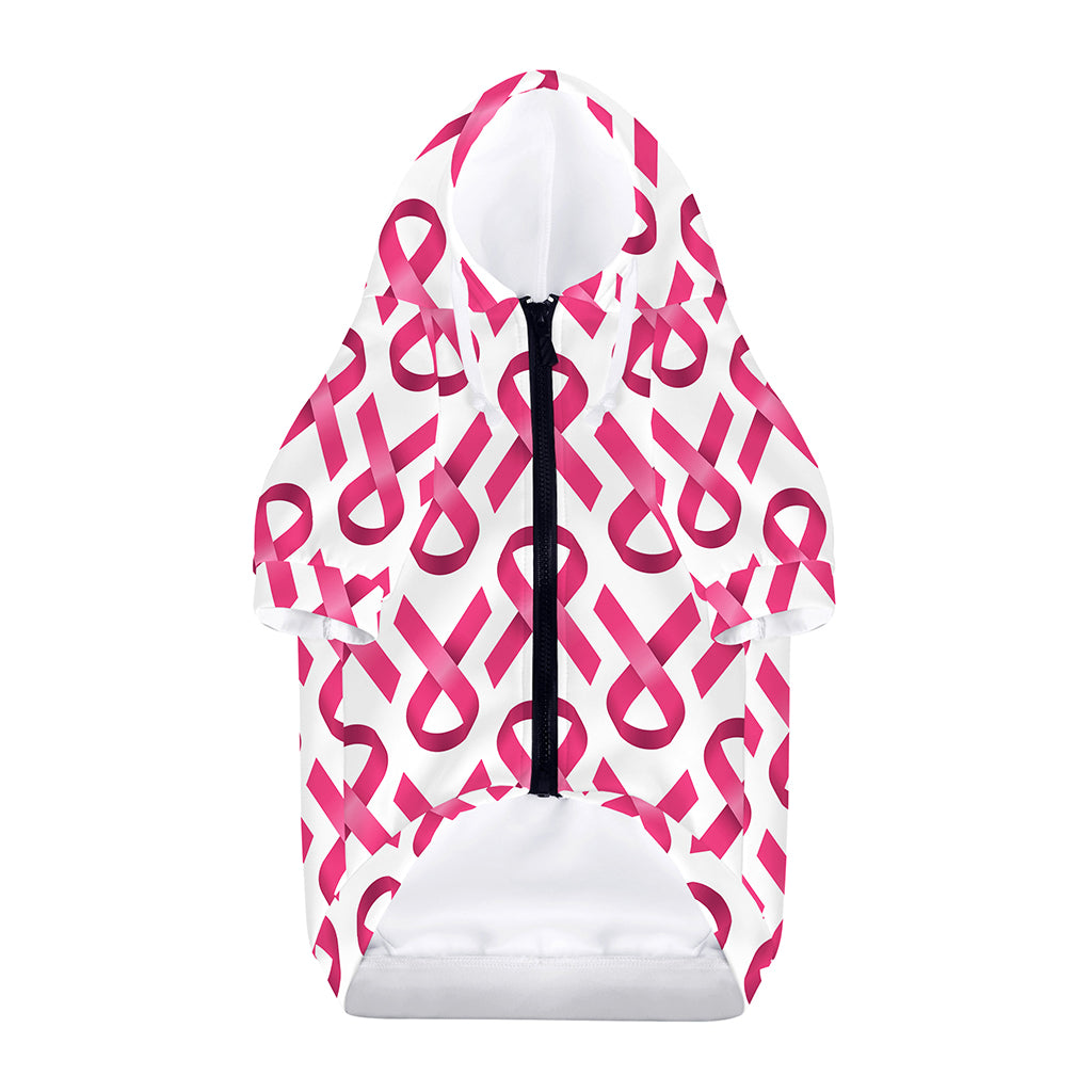 Pink And White Breast Cancer Print Dog Zip Up Hoodie