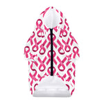 Pink And White Breast Cancer Print Dog Zip Up Hoodie