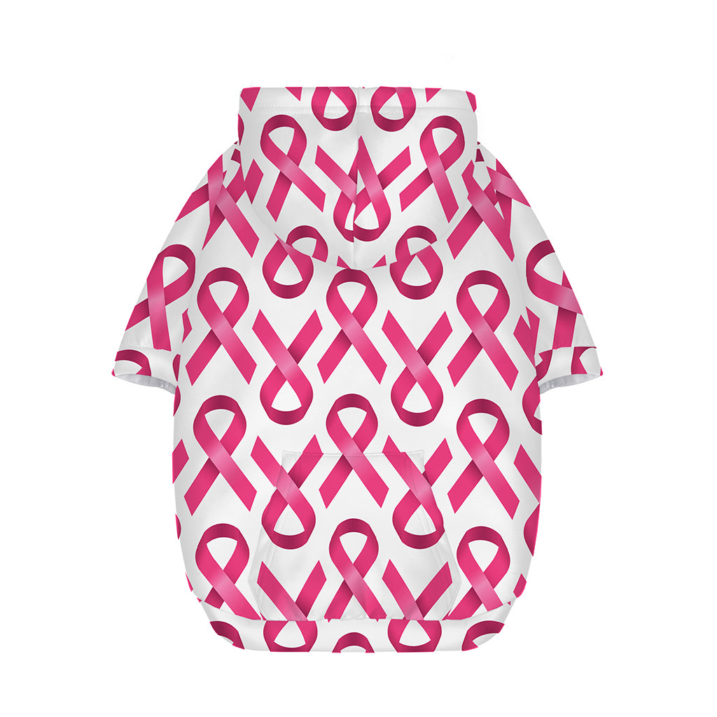 Pink And White Breast Cancer Print Dog Zip Up Hoodie