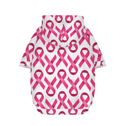 Pink And White Breast Cancer Print Dog Zip Up Hoodie