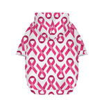 Pink And White Breast Cancer Print Dog Zip Up Hoodie
