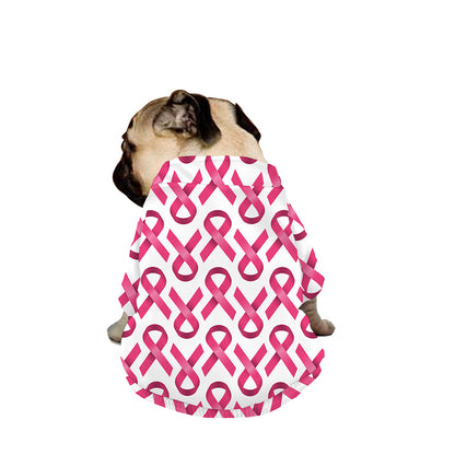 Pink And White Breast Cancer Print Dog Zip Up Jacket