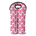 Pink And White Breast Cancer Print Double Neoprene Wine Tote