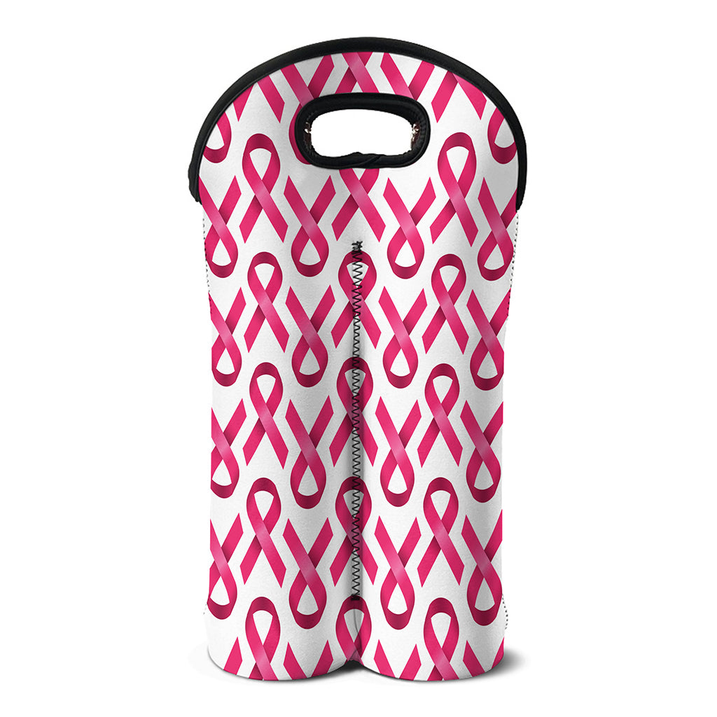 Pink And White Breast Cancer Print Double Neoprene Wine Tote