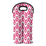 Pink And White Breast Cancer Print Double Neoprene Wine Tote