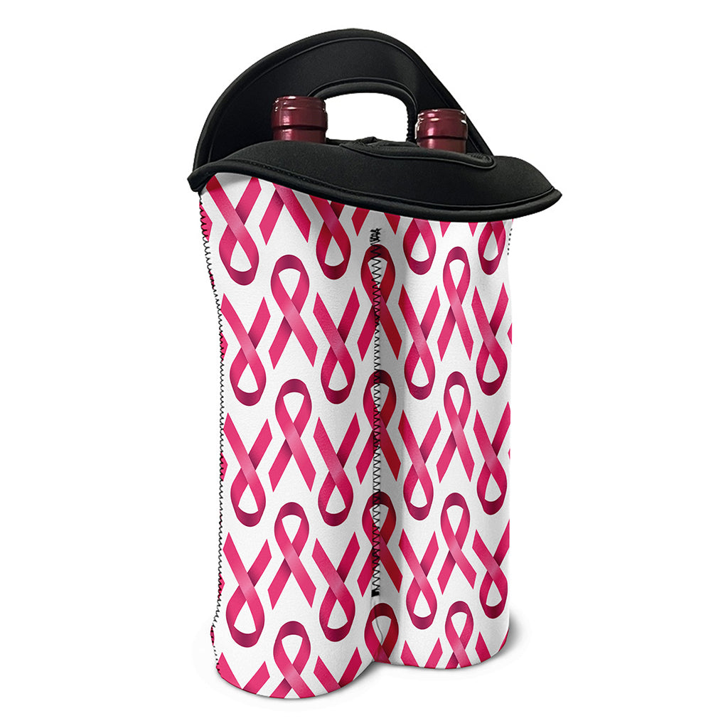 Pink And White Breast Cancer Print Double Neoprene Wine Tote