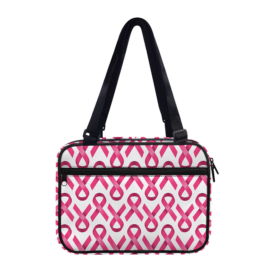 Pink And White Breast Cancer Print Double Strap Bible Bag